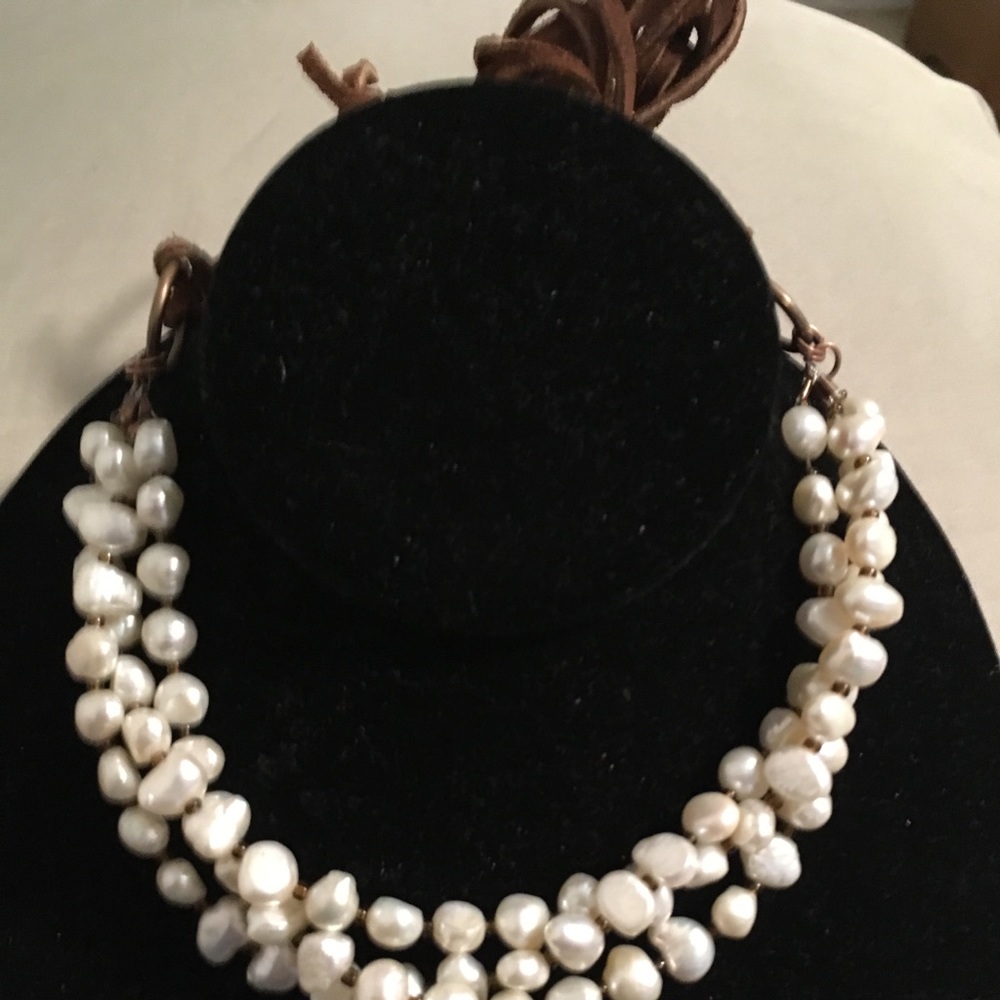 Freshwater Pearls with Copper on Suede